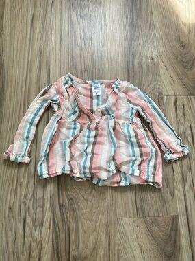 Baby/ Toddler Striped Peasant Top - Pink, Blue & Cream